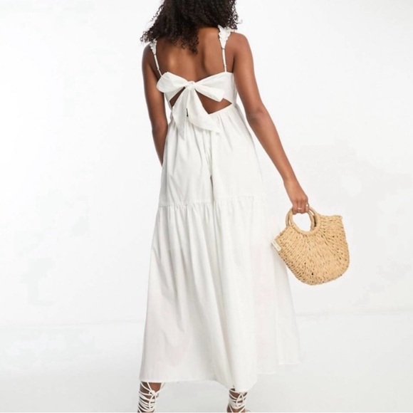 NWT A&F White Tie-Back Midi Dress - Size S Petite - Picture 2 of 5